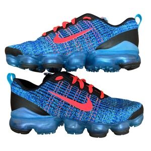 Nike Air Vapormax 3.0 Kids Size 7Y Blue Red Flyknit Running Shoes BQ5238-401